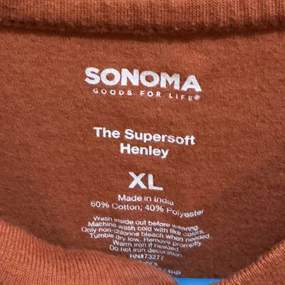 Sonoma‎ Goods For Life Boys XL Supersoft Henley Rust Orange Striped Shirt